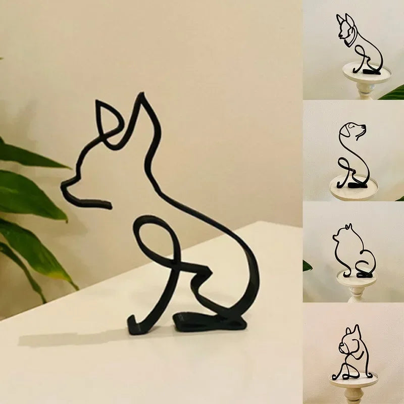 Dog Cat Minimalist Art  Sculpture