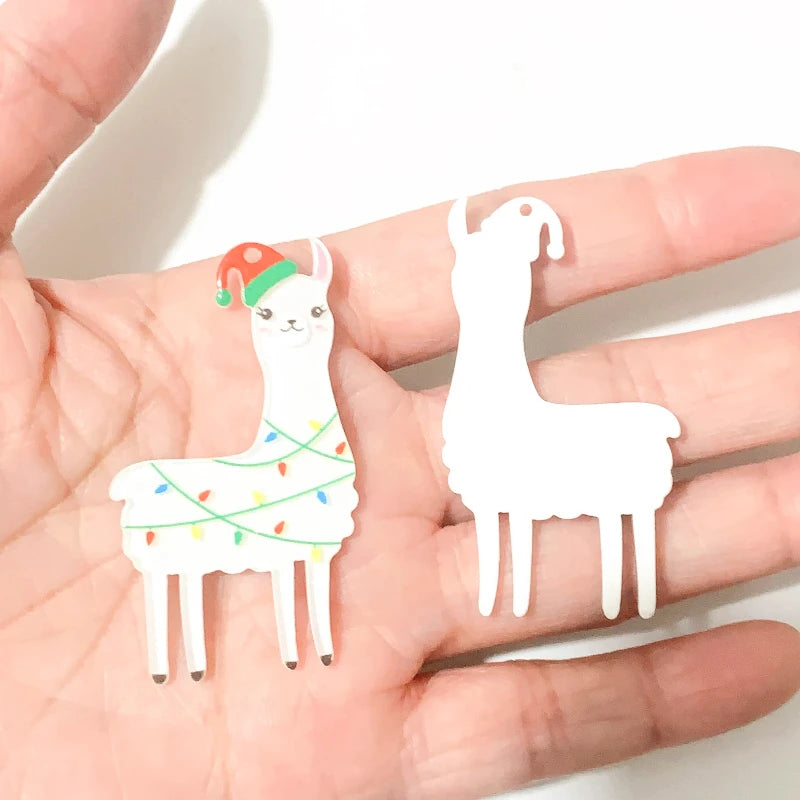 Yak Raccoon Christmas Tree Acrylic Charms Wholesale Bulk for Earring DIY Accessories 5PCS/LOT