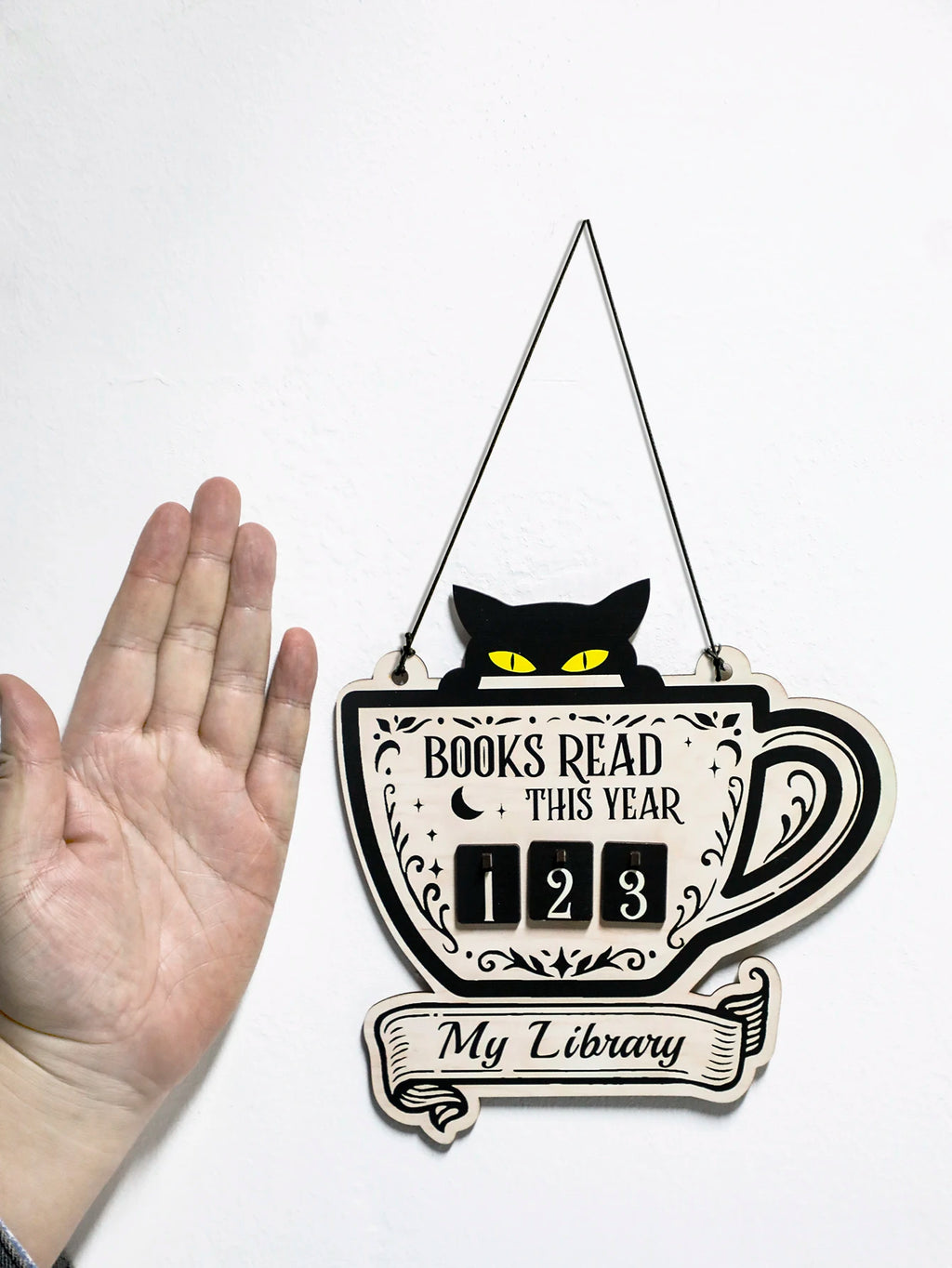 Black Cat Book Tracker Sign