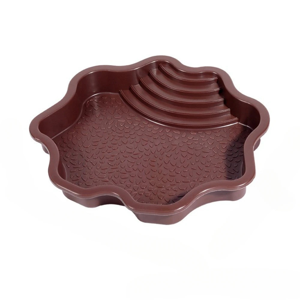 Turtles Bathing Pool Water Bowl with Slip Proof 35x28.50cm Friendly Habitat with Steps for Reptiles Resting and Soaking