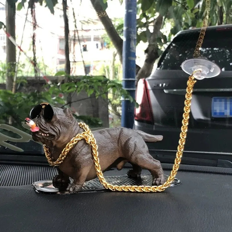 Bully Pitbull Car Dog Dolls Pendant Automobiles Interior Decoration Ornaments Toys Car Accessories Simulation Doll Auto Gift