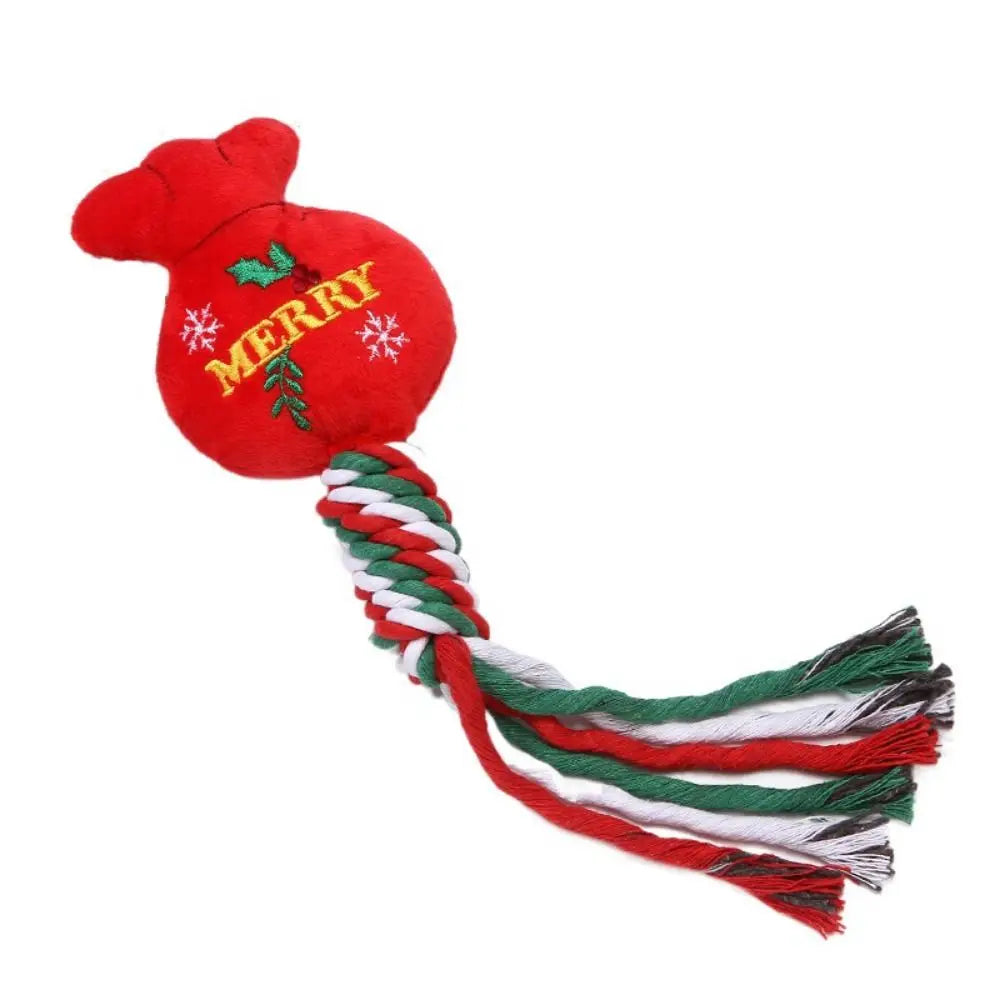 Snowman/Christmas Tree Christmas Dog Toys Plush Snowflake/Doughnut Shape Dog Squeakey Chew Toys Cotton Ropes Soft
