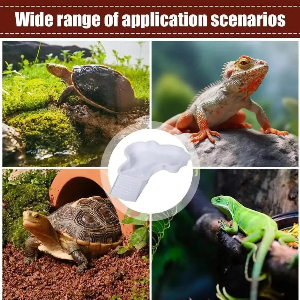 Turtles Bathing Pool Water Bowl with Slip Proof 35x28.50cm Friendly Habitat with Steps for Reptiles Resting and Soaking