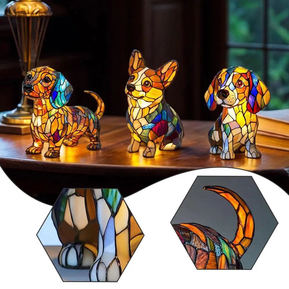 Dog & Cat Glass Lamp