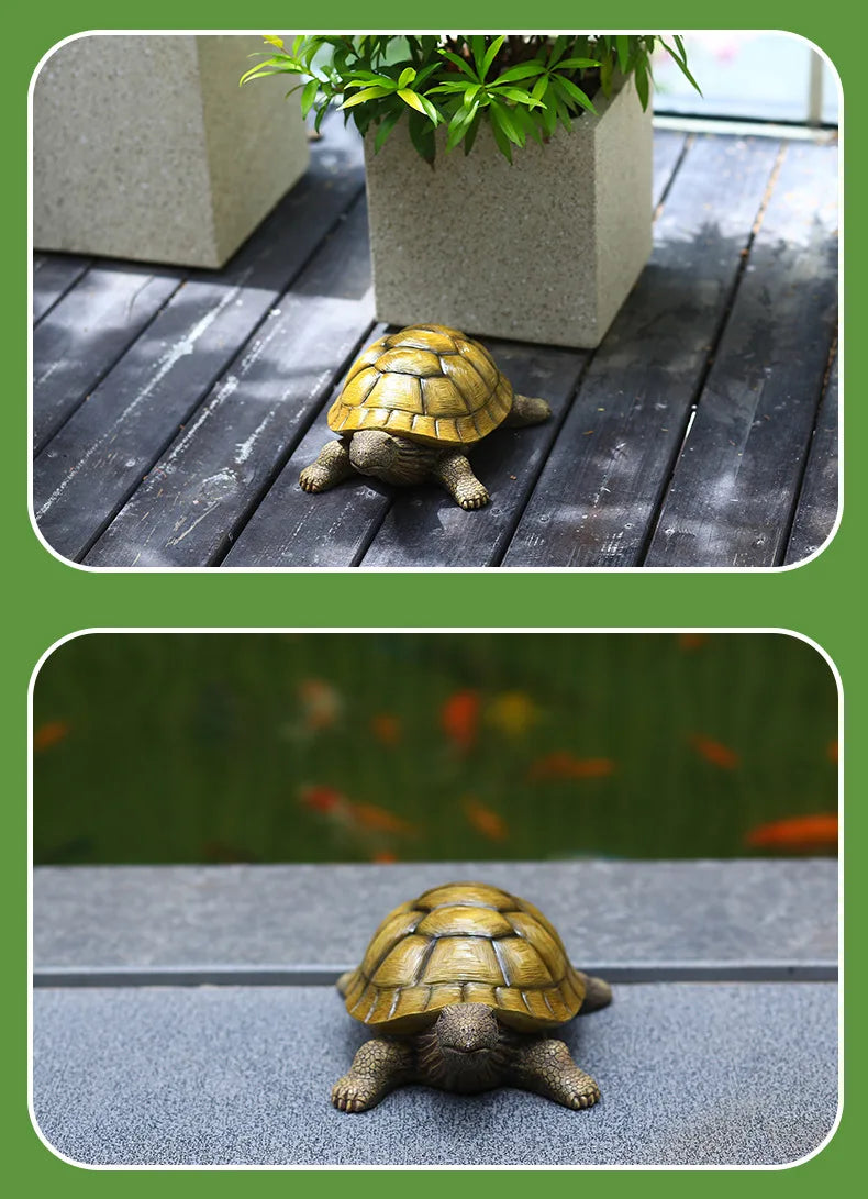 Resin Tortoise Outdoor Garden Pond Fish Tank Bonsai Decorative Turtle Animal Sculpture For Home Garden Decor Ornament