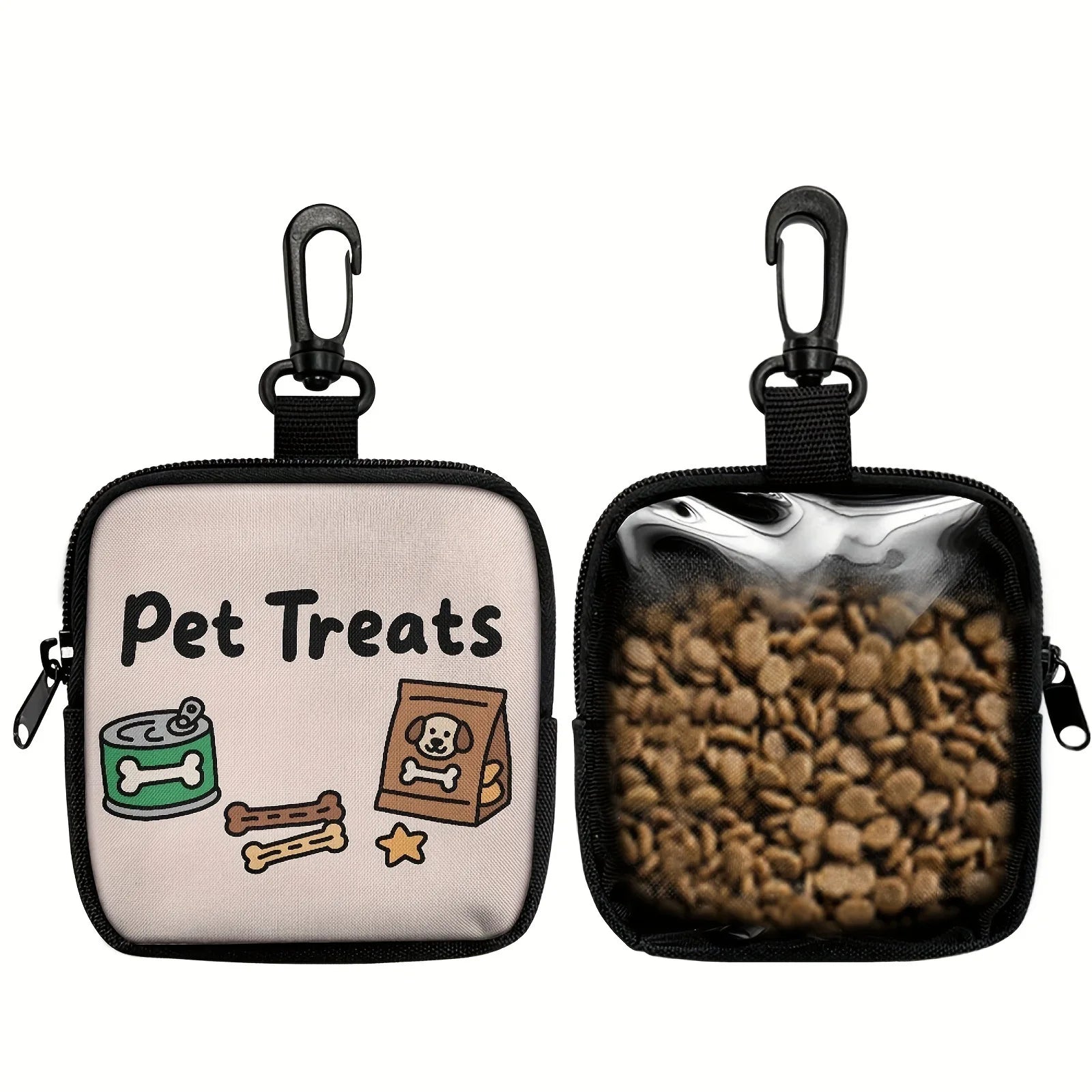 Dog Treat Bag with Hook and Zipper