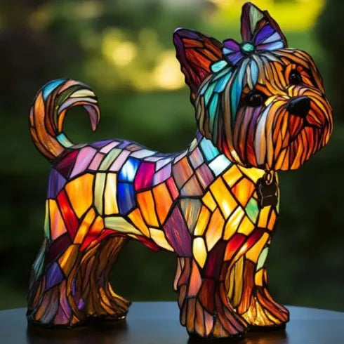 Dog Resin LED Night Light Art Animal Statue Creative Home Desktop Decoration Ornament