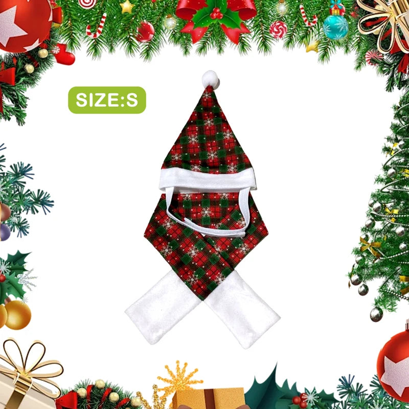 Festive Cat Dog Santa Hat & Scarf Christmas Outfit - Small Dog Holiday Apparel