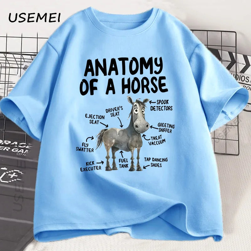 Anatomy of A Horse T Shirt Funny Horse Lover T-shirt Men Women Graphic Streetwear Short Sleeve Tshirt Harajuku Mens Clothing