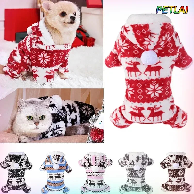 Dog Christmas holiday clothes super soft coral fleece pet clothes warm cotton coatsoft coral fleece clothes for autumn winter