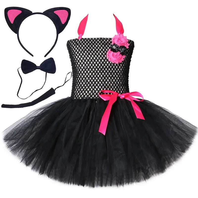 Hot Pink Black Cat Costume for Halloween