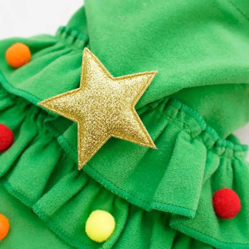 2025 Christmas Cat Dog Winter Warm Cloak Christmas Tree Shape Red Green Party Outfit For Puppy Kitten Transformation Apparel