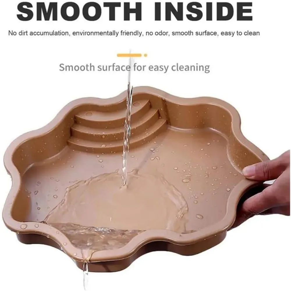 Turtles Bathing Pool Water Bowl with Slip Proof 35x28.50cm Friendly Habitat with Steps for Reptiles Resting and Soaking