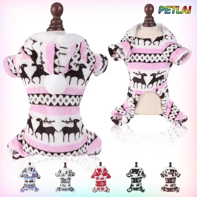 Dog Christmas holiday clothes super soft coral fleece pet clothes warm cotton coatsoft coral fleece clothes for autumn winter