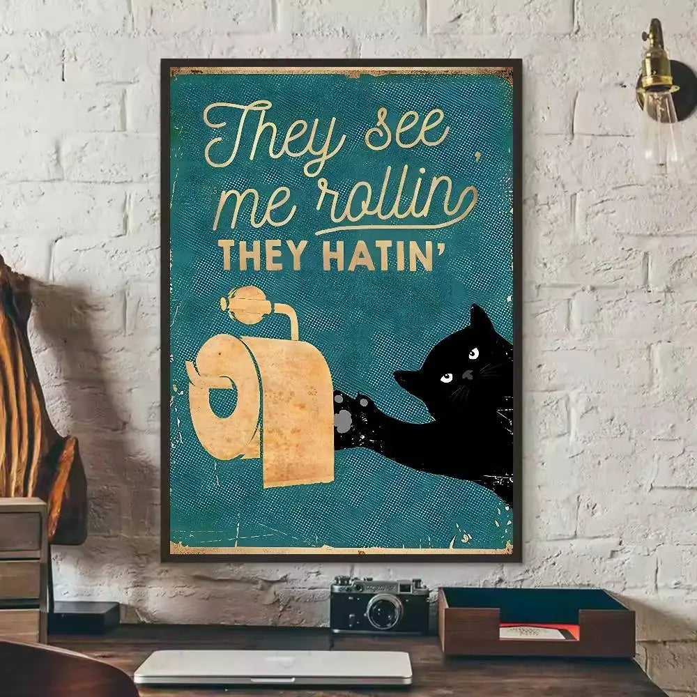 Black Cat Art Poster Wall Decor