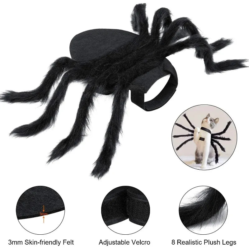 Halloween spider costume, dog and cat costume, role-playing costume, suitable for small dogs and cats, dress up accessories