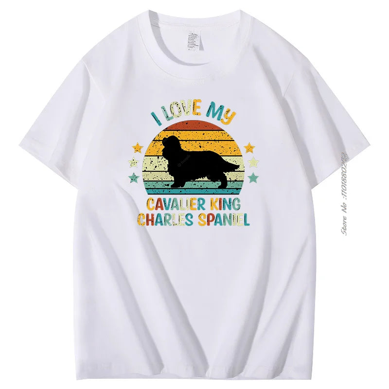 Summer T-shirt Spaniel Silhouette Vintage And Retro Tshirt Graphic T Shirts Cotton men's Short Sleeve t-shirt Men's Clothing
