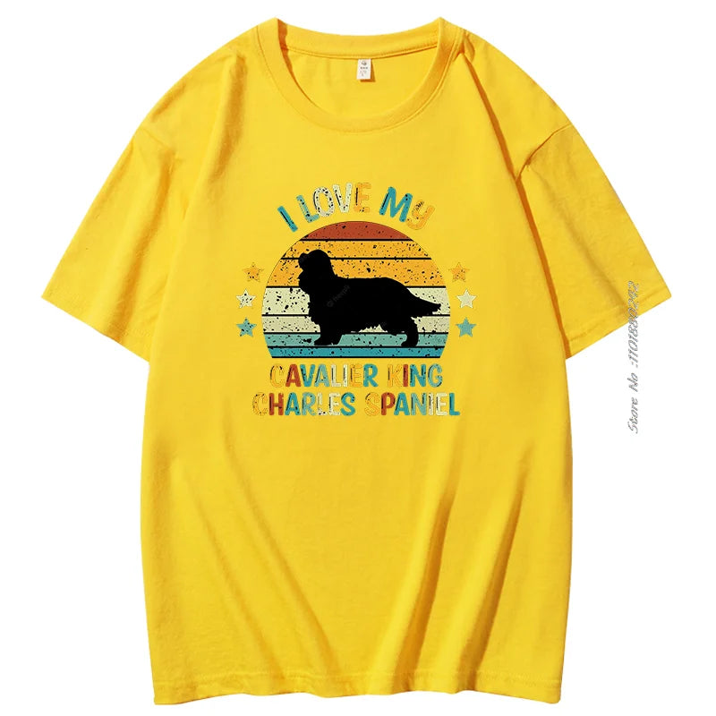 Summer T-shirt Spaniel Silhouette Vintage And Retro Tshirt Graphic T Shirts Cotton men's Short Sleeve t-shirt Men's Clothing