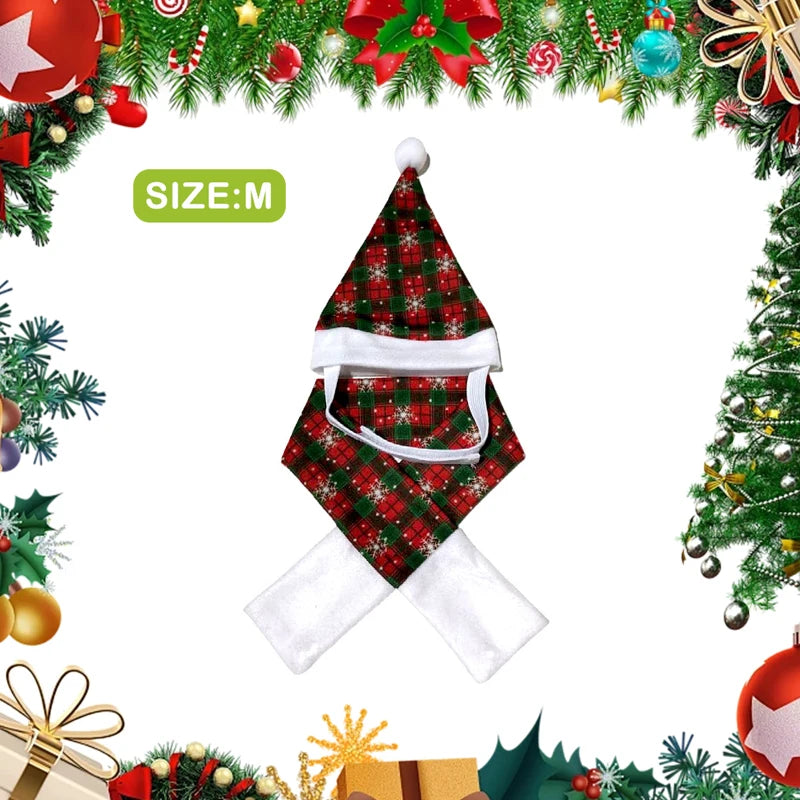 Festive Cat Dog Santa Hat & Scarf Christmas Outfit - Small Dog Holiday Apparel