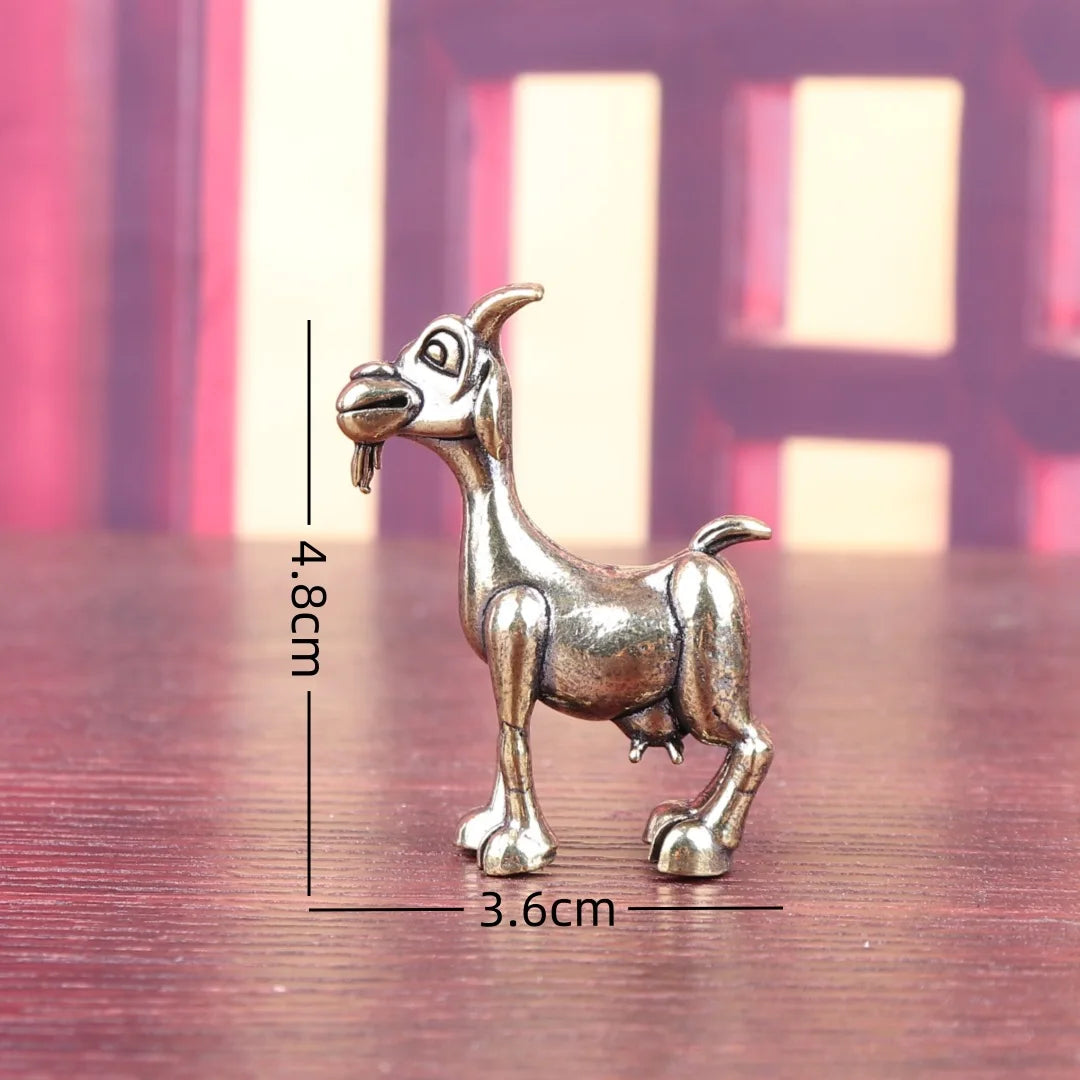 Vintage Brass Goat Statue - Intricate Retro Animal Sculpture Tea Pet for Home & Office Decor, Ideal for Collectors, Living Room