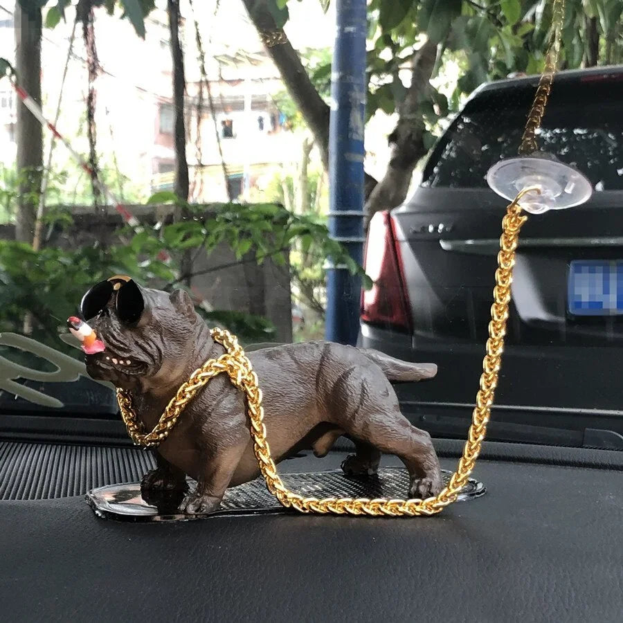 Bully Pitbull Car Dog Dolls Pendant Automobiles Interior Decoration Ornaments Toys Car Accessories Simulation Doll Auto Gift