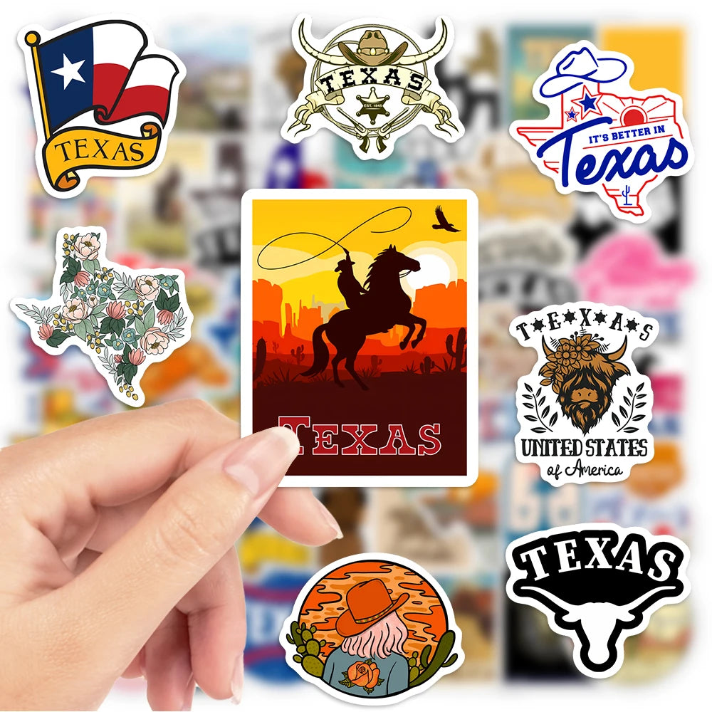 Texas State Logo Stickers Art Clipart Collection DIY Toys Waterproof Decal for Laptop Scrapbook Phone Bottles Luggage Decorative