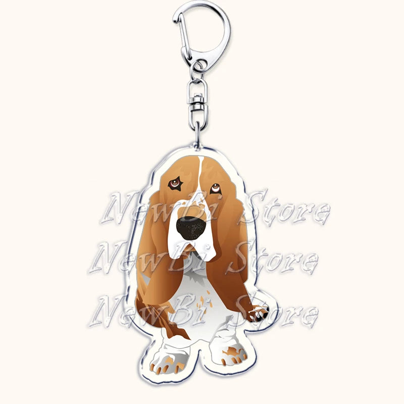Funny Basset Hound Keychain