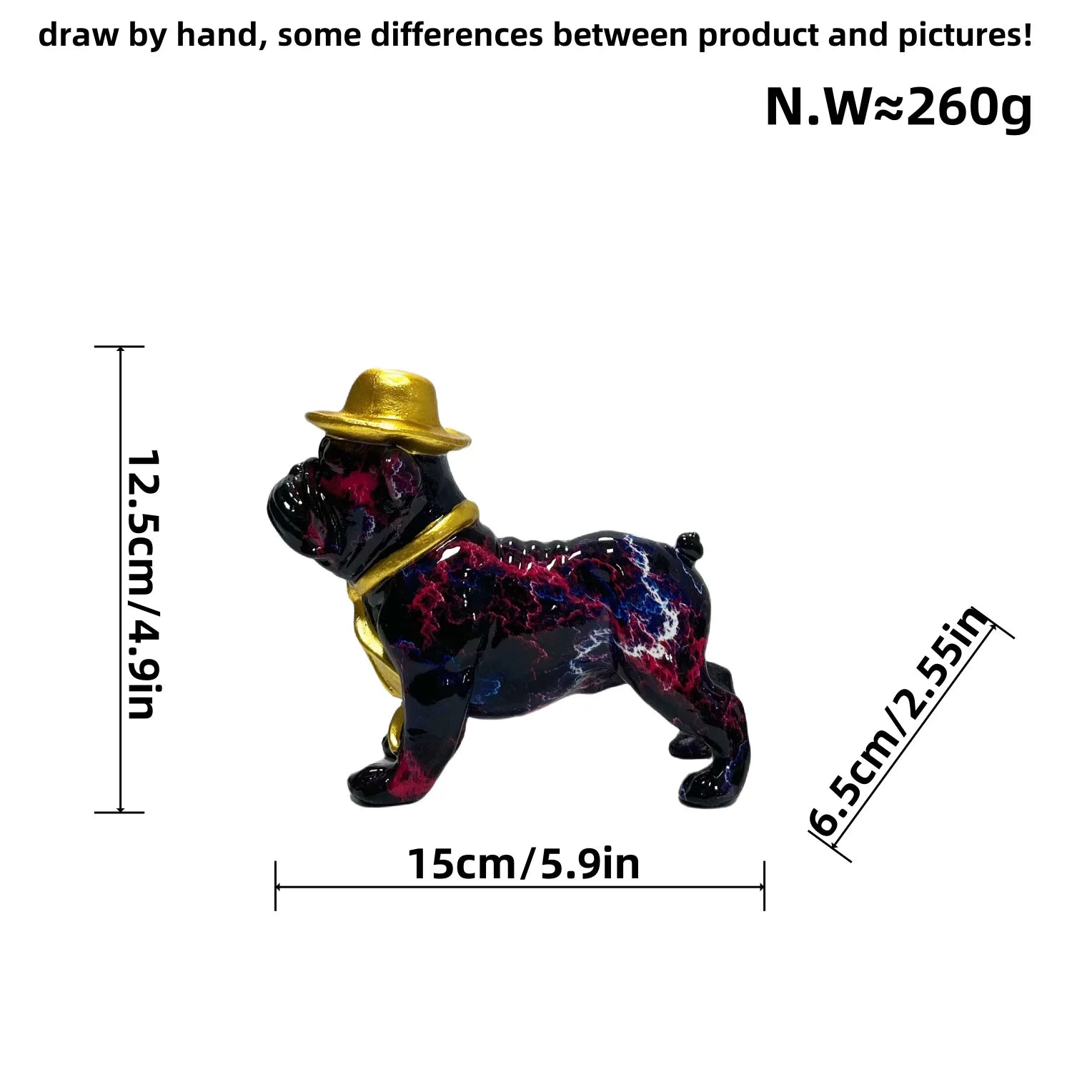 Resin French Bulldog Statue Animal Figurines Colorful Graffiti Doggy Sculpture Desktop Office Room Home Decor Friend's Gift
