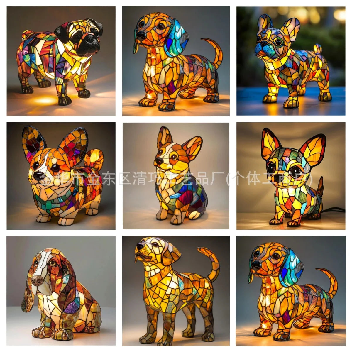 Dog Resin LED Night Light Art Animal Statue Creative Home Desktop Decoration Ornament