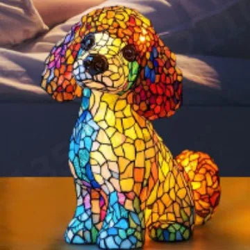 Dog Resin LED Night Light Art Animal Statue Creative Home Desktop Decoration Ornament