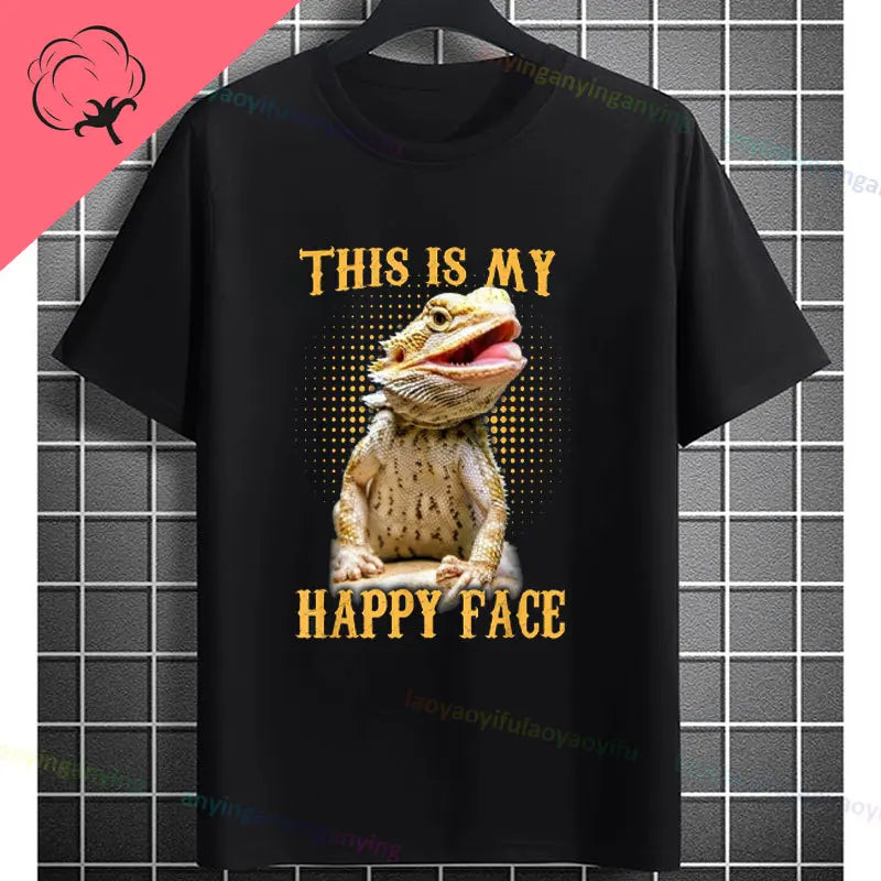 Men's "Bruh" Bearded Dragon Graphic T-Shirt Pure Cotton Short-sleeve Humor Style Tee Perfect Gift for Reptile Lovers