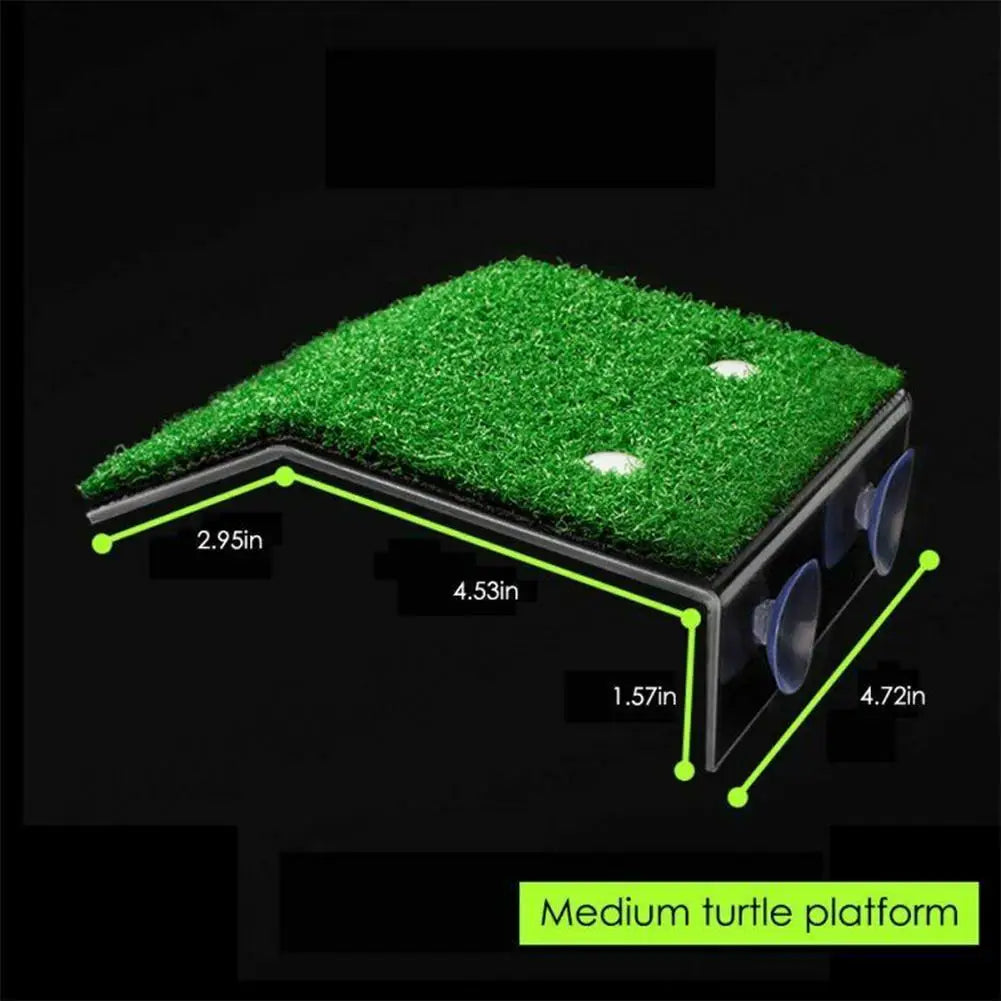 Turtle Basking Platform Lawn Resting Basking Platform Simulation Grass Ramps Tortoise Habitat Terrace Turtle Tank Accessories