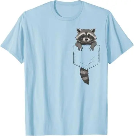 Cute Raccoon Pocket Funny Gifts for Men Women Kid T-Shirt Raccoon in Pocket Apparel Novelty Gifts Y2k Graphic Tees Novelty Gift