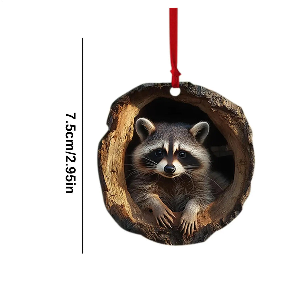 Christmas Raccoon Owl Acrylic Pendant 2D Animal Christmas Tree Pendant Ornament 2025 Xmas Navidad 2026 New Year Party Supplies