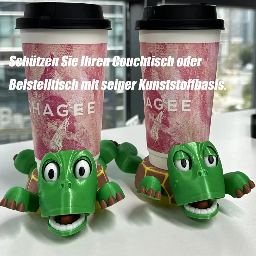 Press Struggling Turtle Toy Creative Fun Turtle Cup Pad Mug Holder with Funny Expression Decor ﻿Kid Prank Toy Gift