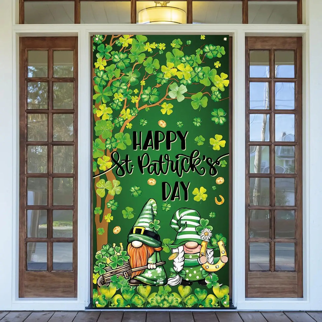 St Patricks Day Decorations Irish Shamrock Door Cover Saint Patricks Day Front Door Banner Welcome Sign St. Patrick's Day Decora