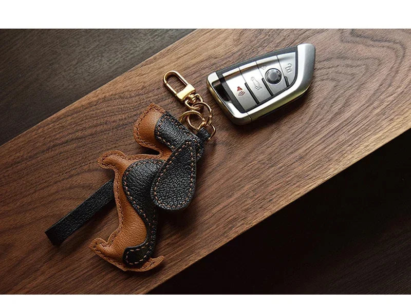 Basset Hound Handmade Leather Keychain