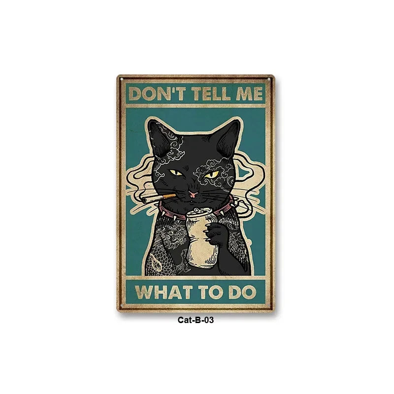 Black Cat Art Decor Home Metal Tin Sign
