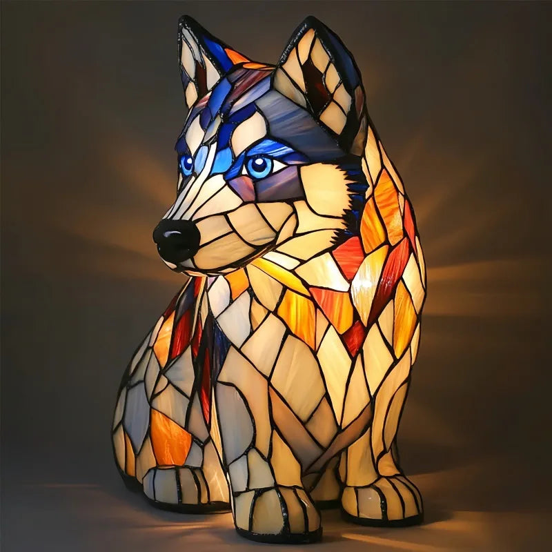 Dog Resin LED Night Light Art Animal Statue Creative Home Desktop Decoration Ornament