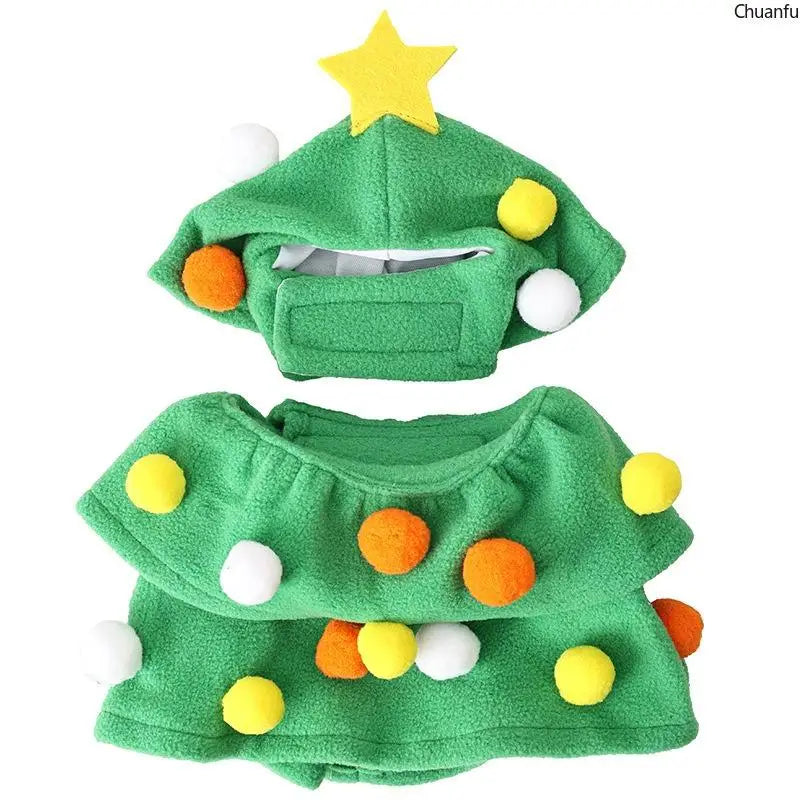Christmas Pet Costume, Dog Cat Xmas Tree Outfit, Adjustable Warm Puppy Kitten Clothes, Hooded Pet Suit, Funny Festive Pet Dress
