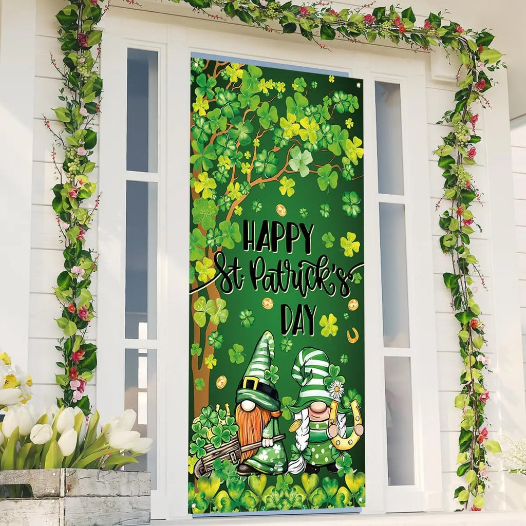 St Patricks Day Decorations Irish Shamrock Door Cover Saint Patricks Day Front Door Banner Welcome Sign St. Patrick's Day Decora