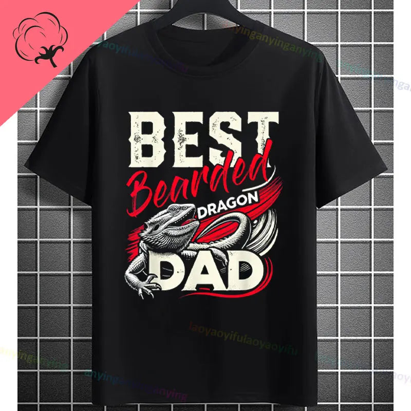 Men's "Bruh" Bearded Dragon Graphic T-Shirt Pure Cotton Short-sleeve Humor Style Tee Perfect Gift for Reptile Lovers