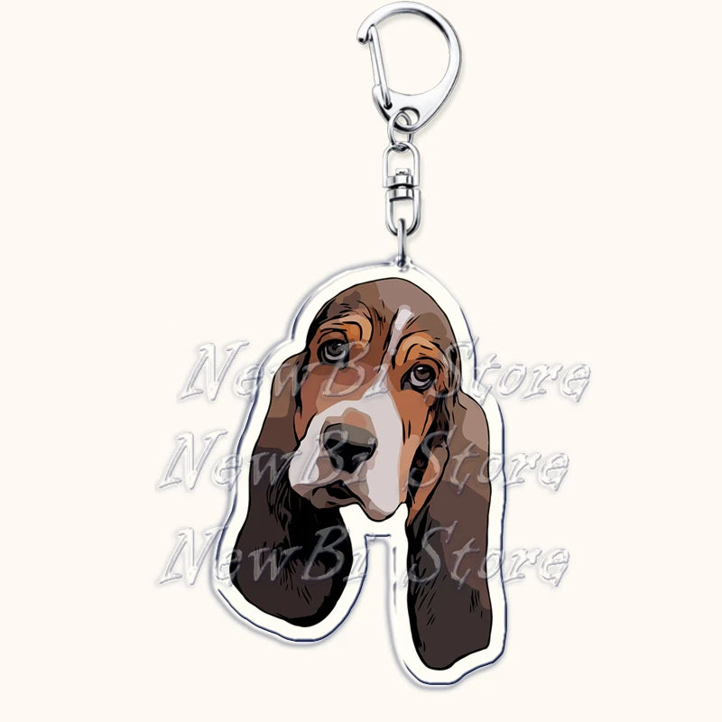 Funny Basset Hound Keychain