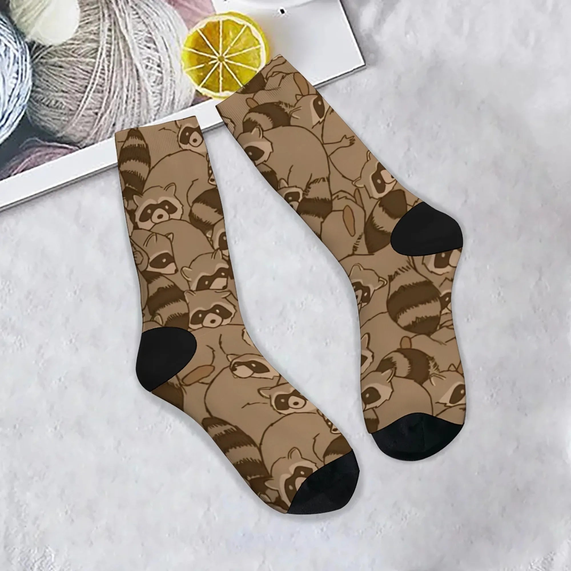 Cartoon Raccoon Theme Casual Socks Comfortable Breathable Non-slip Socks Novelty Harajuku Street Hip-Hop Crew Socks Unisex Gift