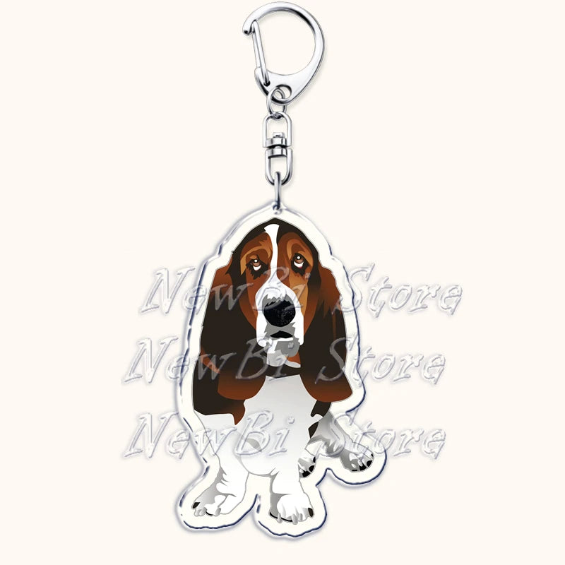 Funny Basset Hound Keychain