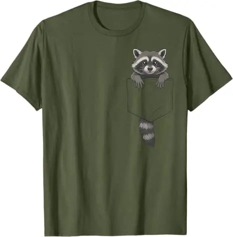 Cute Raccoon Pocket Funny Gifts for Men Women Kid T-Shirt Raccoon in Pocket Apparel Novelty Gifts Y2k Graphic Tees Novelty Gift