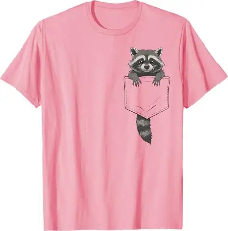 Cute Raccoon Pocket Funny Gifts for Men Women Kid T-Shirt Raccoon in Pocket Apparel Novelty Gifts Y2k Graphic Tees Novelty Gift