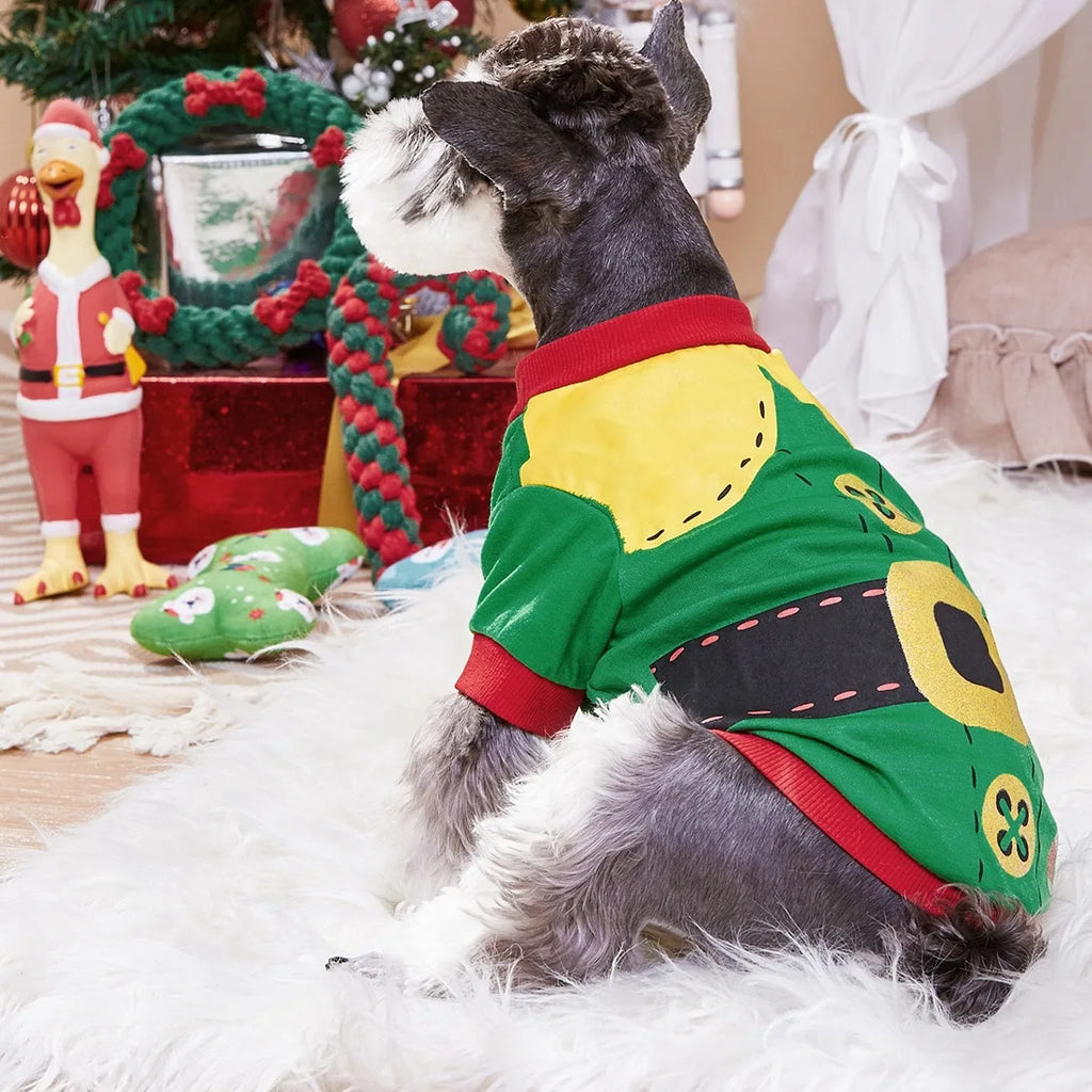 Christmas Dog Cat T-Shirt Cute Holiday Print Pet Clothes for Small Dogs, Teddy, Cats - Festive Xmas Apparel Supplies Dog Hoodies