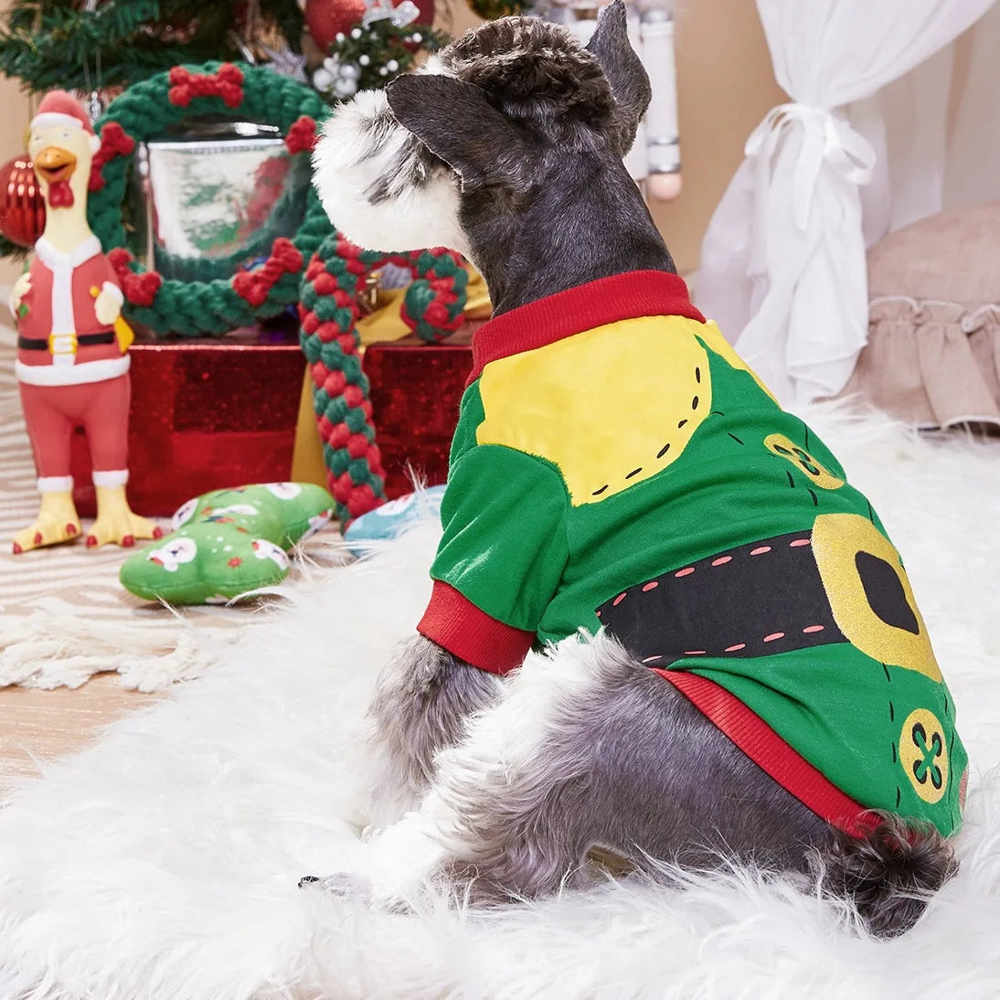 Christmas Dog Cat T-Shirt Cute Holiday Print Pet Clothes for Small Dogs, Teddy, Cats - Festive Xmas Apparel Supplies Dog Hoodies