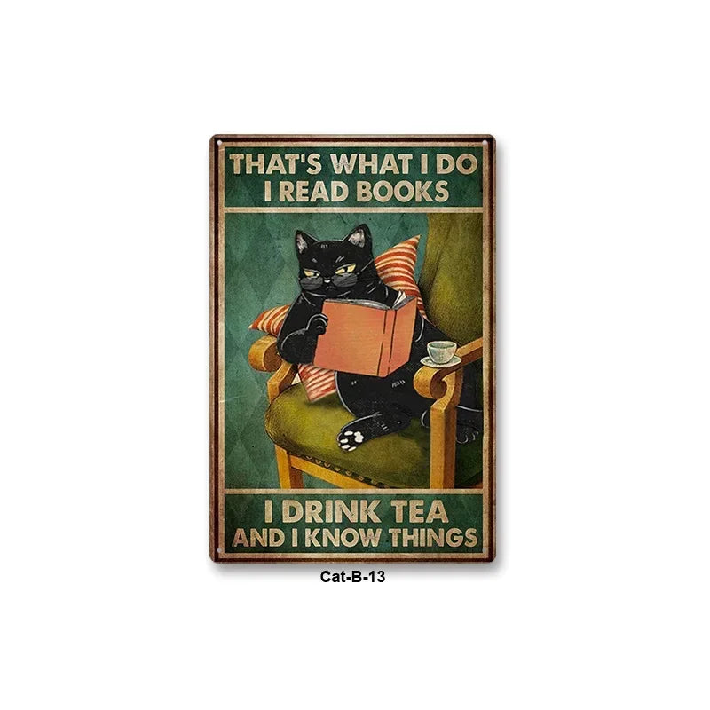 Black Cat Art Decor Home Metal Tin Sign